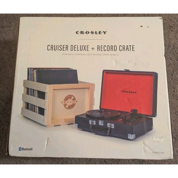 Crosley Crusier Deluxe Record Player Turntable + Record Crate - Picture 1 of 7